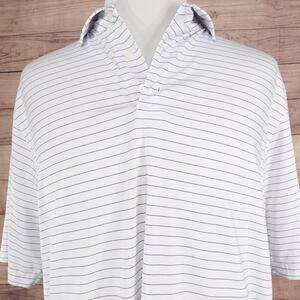 FootJoy Shirt Mens Large White Blue Stripe Golf Performance Polo Stretch